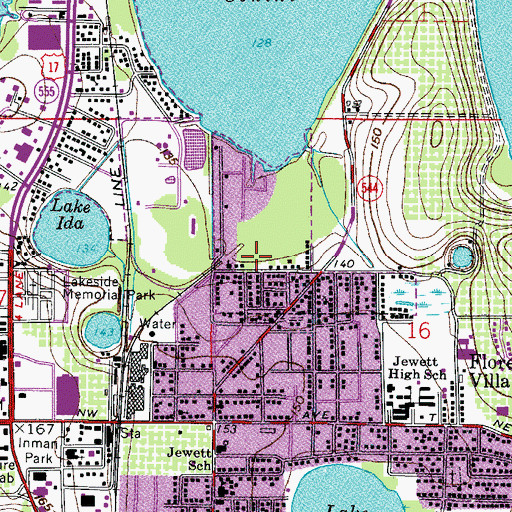 Topographic Map of Polk County Sheriff's Office - Community Policing Unit Florence Villa, FL