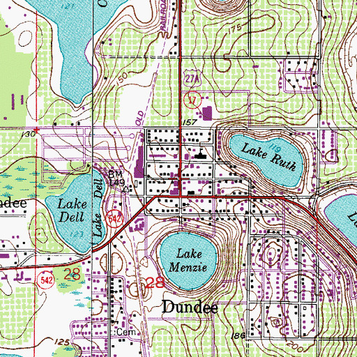 Topographic Map of Polk County Sheriff's Office Dundee Station, FL