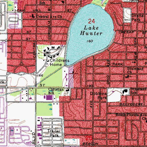 Topographic Map of Lakeland Police Department, FL