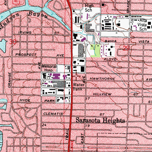 Topographic Map of Sarasota Police Department Substation, FL