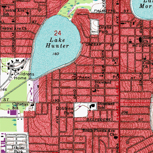 Topographic Map of Lakeland Police Department, FL