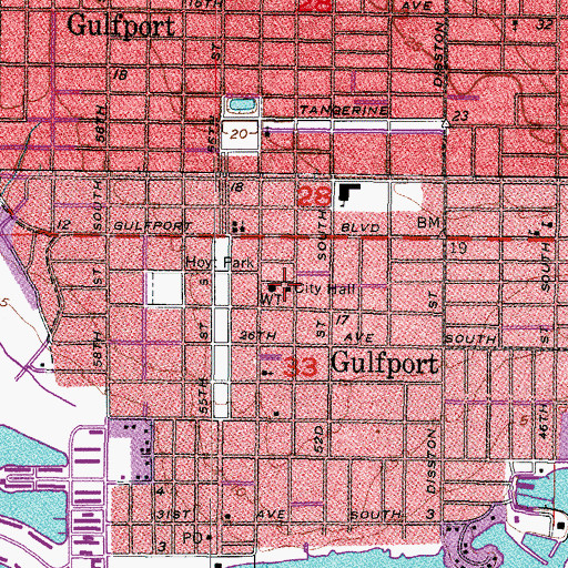 Topographic Map of Gulfport Police Department, FL