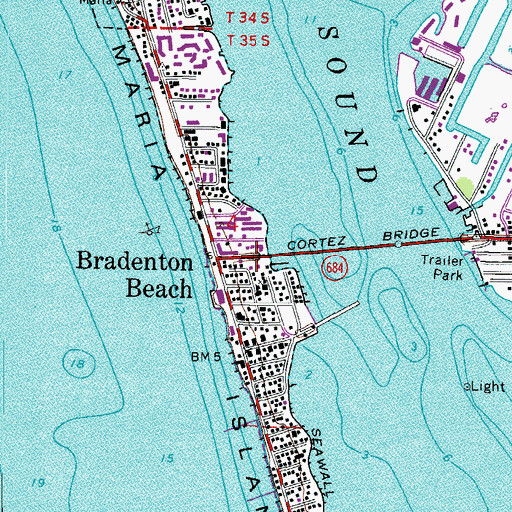 Topographic Map of Bradenton Beach Police Department, FL