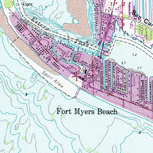 Topographic Map of Lee County Sheriff's Office - Fort Myers Beach Patrol, FL