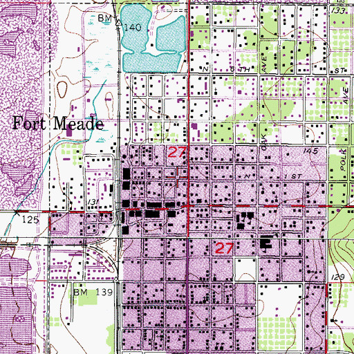 Topographic Map of Polk County Sheriff's Office Fort Meade Substation, FL