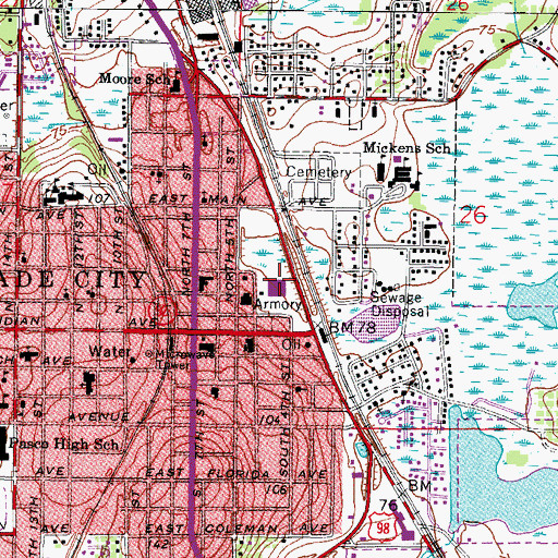 Topographic Map of Pasco County Circuit Criminal Court, FL