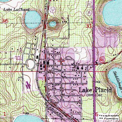 Topographic Map of Lake Placid Police Department, FL