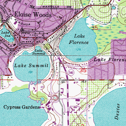 Topographic Map of Polk County Sheriff's Office Community Policing Unit Cypress Gardens, FL