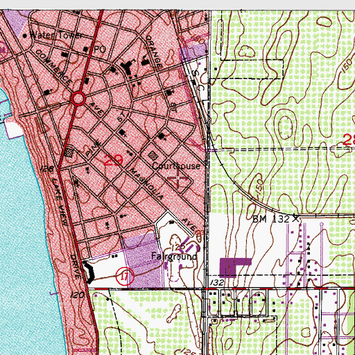 Topographic Map of Highlands County Criminal - Court Division, FL