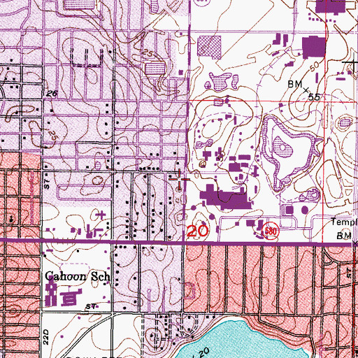 Topographic Map of Tampa Police Department District 2, FL