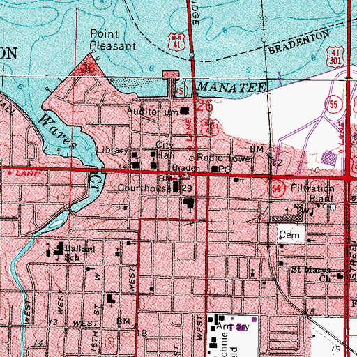 Topographic Map of Manatee County Circuit Court - Criminal Divison, FL