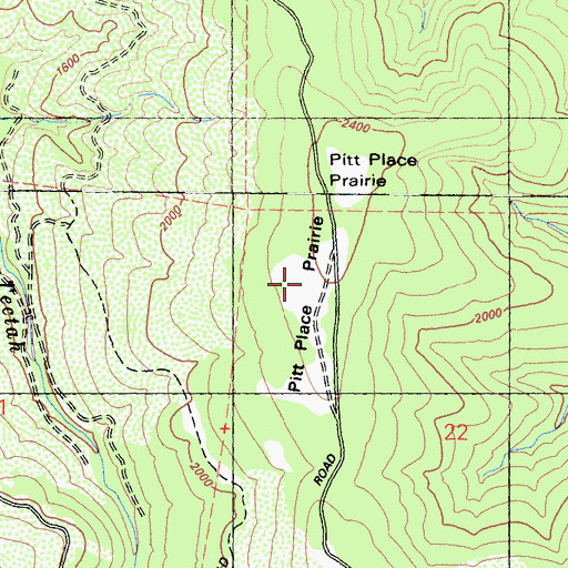 Topographic Map of Pitt Place Prairie, CA