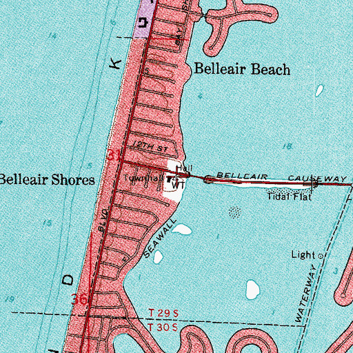 Topographic Map of Belleair Beach Police Department, FL