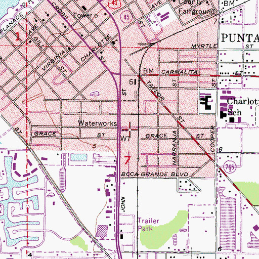 Topographic Map of Punta Gorda Police Department, FL