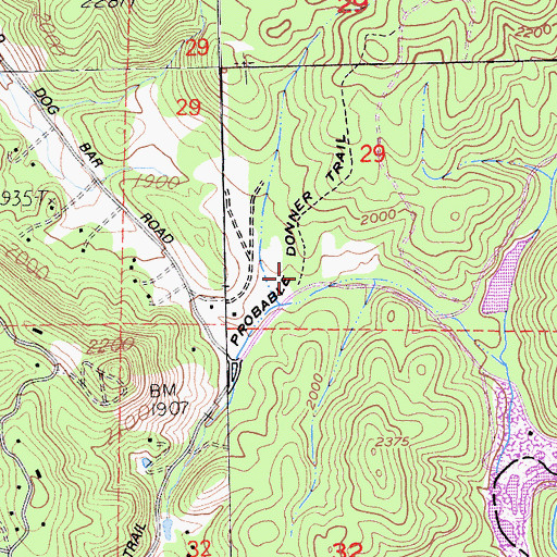 Topographic Map of Probable Donner Trail, CA