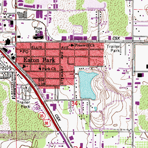 Topographic Map of Polk County Sheriff's Office - Community Policing Unit Eaton Park, FL
