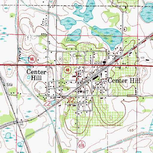 Topographic Map of Center Hill Police Department, FL