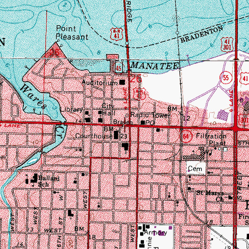 Topographic Map of Manatee County Sheriff's Office, FL