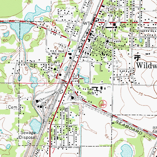 Topographic Map of Sumter County Sheriff's Office Wildwood Station, FL