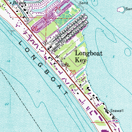 Topographic Map of Longboat Key Police Department, FL