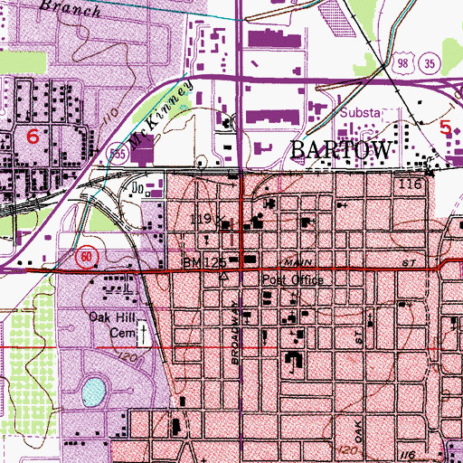 Topographic Map of Polk County Criminal Court, FL