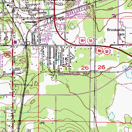 Topographic Map of Hernando County Sheriff's Office South Brooksville Substation, FL