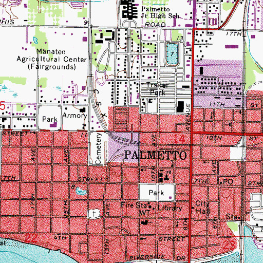Topographic Map of Palmetto Police Department, FL