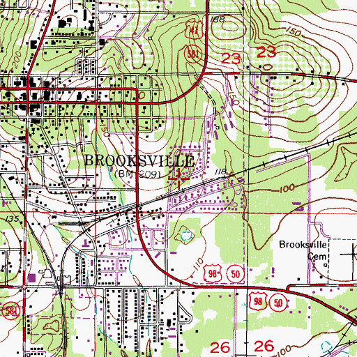 Topographic Map of Brooksville Police Department Substation, FL