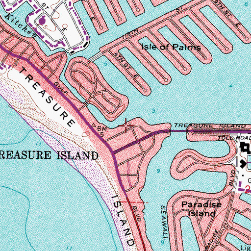 Topographic Map of Treasure Island Police Department, FL