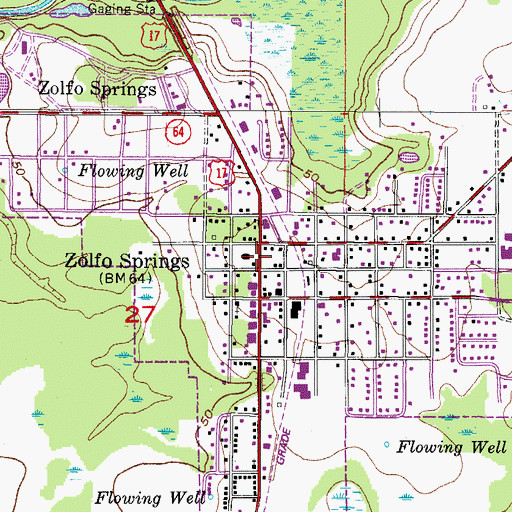 Topographic Map of Zolfo Springs Police Department, FL