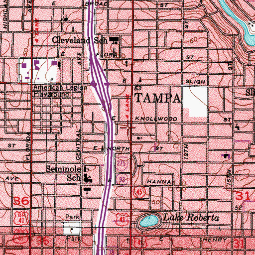 Topographic Map of West Central Florida Police Department, FL
