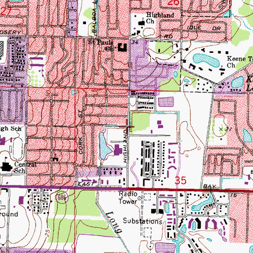 Topographic Map of Largo Police Department, FL