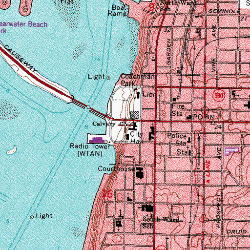 Topographic Map of Clearwater Police Department Downtown Bike Team Substation, FL