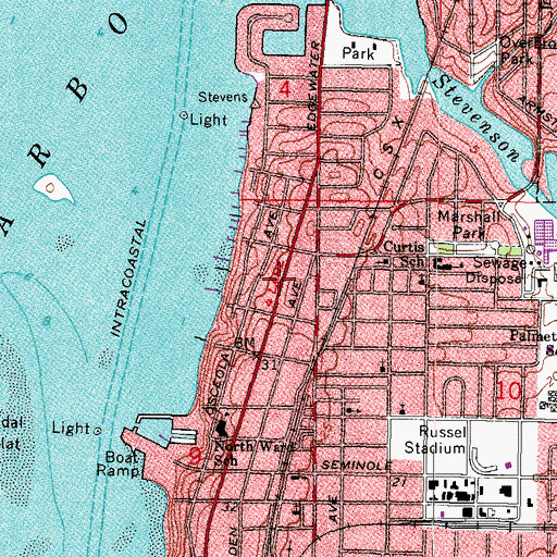 Topographic Map of Clearwater Police Department Old Clearwater Bay Patrol Office, FL