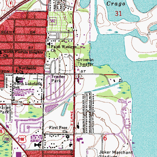 Topographic Map of Florida Highway Patrol Troop C, FL