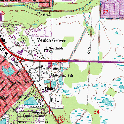 Topographic Map of Florida Highway Patrol - Venice Troop F, FL