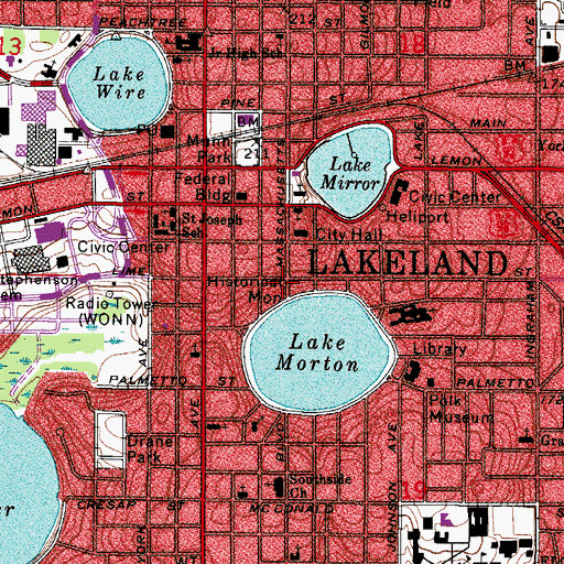 Topographic Map of Federal Bureau of Investigation - Lakeland Resident Agency, FL