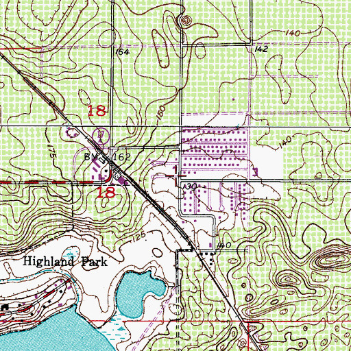 Topographic Map of Polk County Sheriff's Office - Community Policing Unit Highland Park Manor, FL