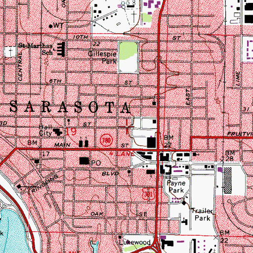 Topographic Map of Federal Bureau of Investigation - Sarasota Resident Agency, FL