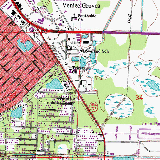 Topographic Map of Sarasota County Sheriff's Office South Office, FL