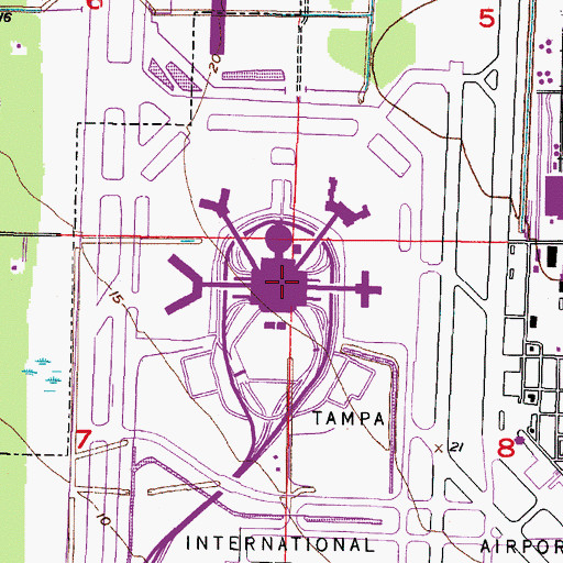 Topographic Map of Tampa International Airport Police Department, FL
