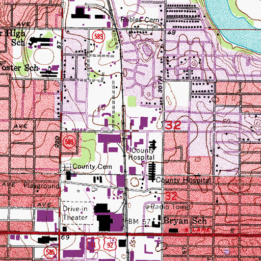 Topographic Map of Hillsborough County Emergency Management Office, FL