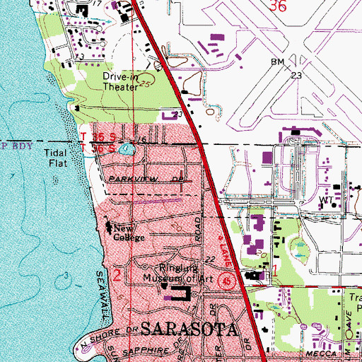 Topographic Map of New College of Florida Police Department, FL