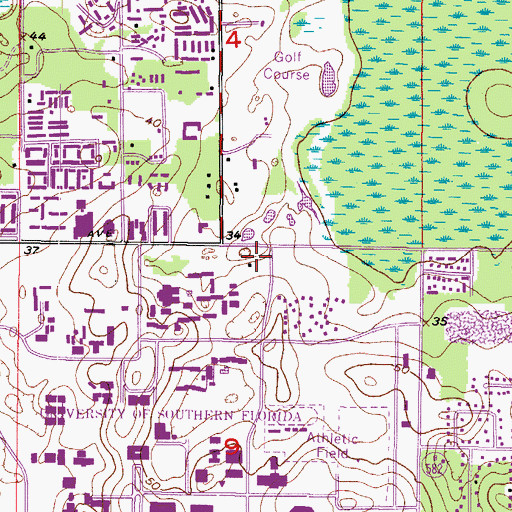 Topographic Map of University of South Florida Police Department, FL