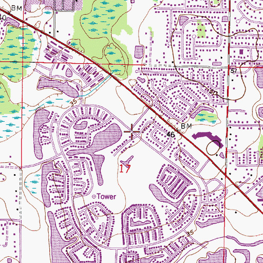 Topographic Map of Hillsborough County Sheriff's Office Community Substation Plantation, FL