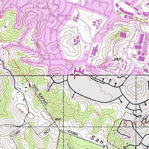 Topographic Map of Terra Linda High School, CA