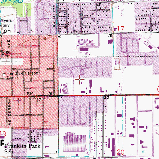 Topographic Map of Lee County Sheriff's Office Dunbar Community Policing Annex, FL