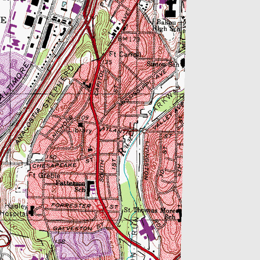 Topographic Map of District of Columbia Fire and Emergency Medical Services Engine Company 33, DC