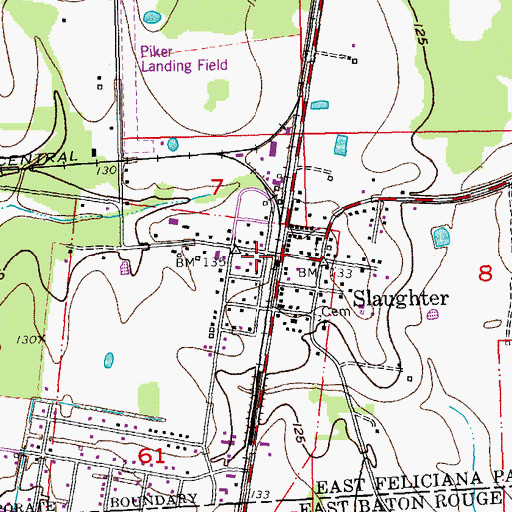 Topographic Map of Slaughter Police Department, LA