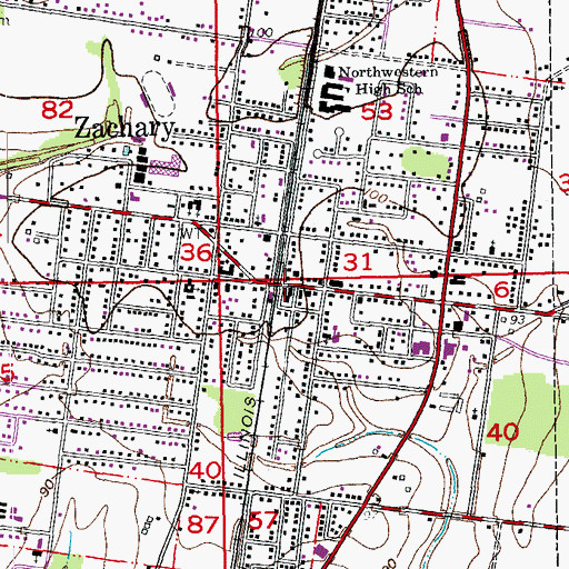 Topographic Map of Zachary Police Department, LA